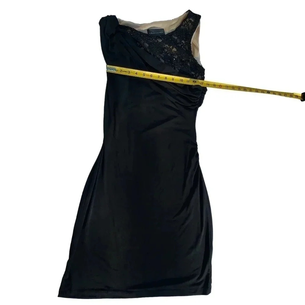 Connected Petite Evening/ Cocktail Dress with Lace on Shoulder In Black Size 8P - Picture 6 of 10